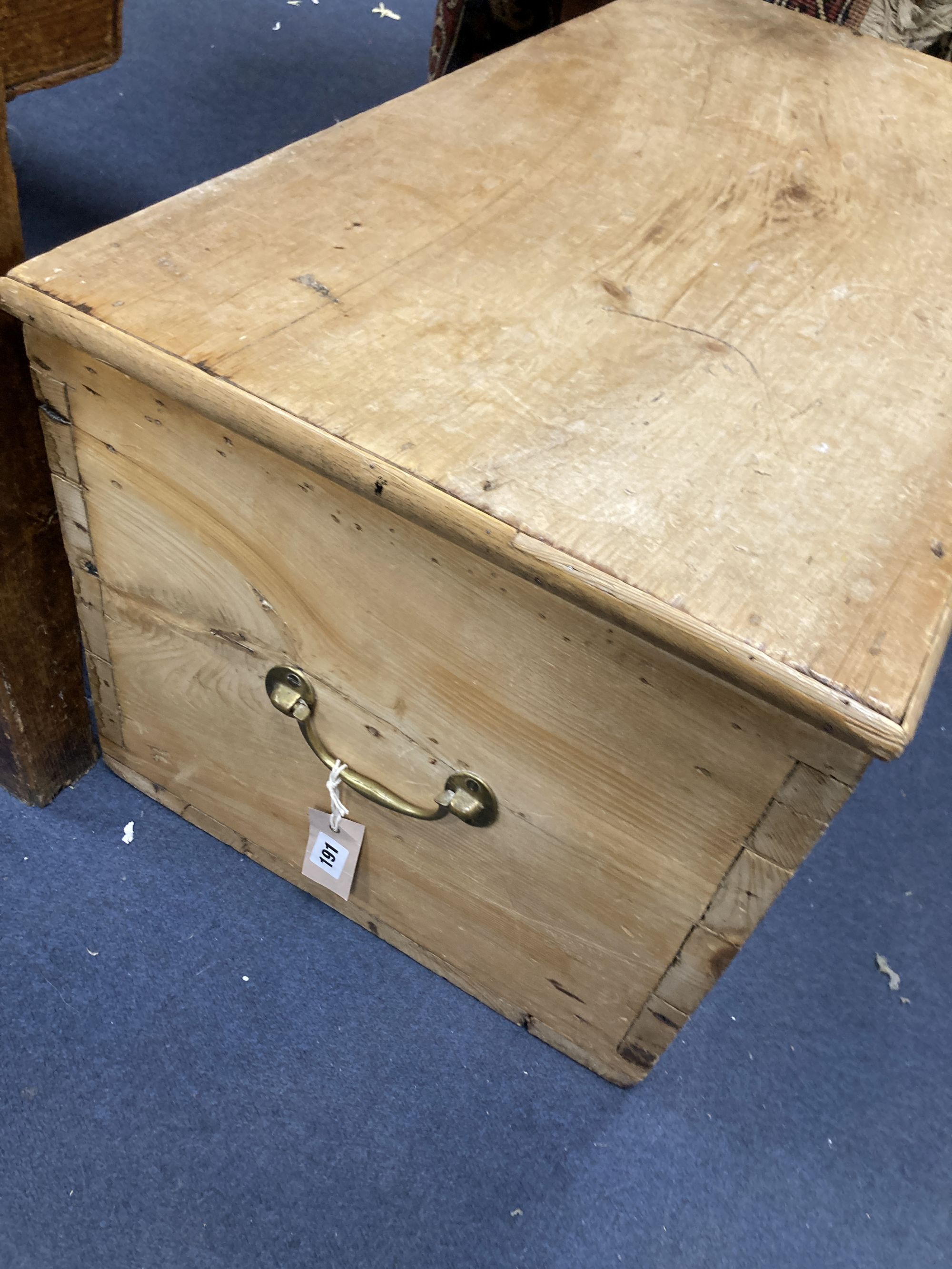 A 19th century pine trunk, 78 x 42cm height 38cm